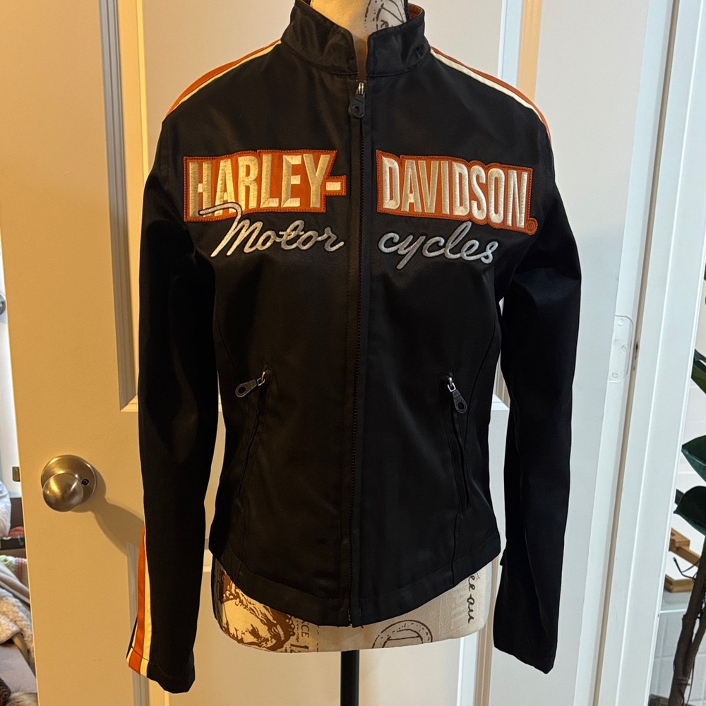 Harley-Davidson Black Jacket with Orange and White Details